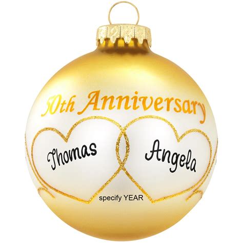 Not sure what the best second marriage wedding dress colors are? Personalized 50th Anniversary Heart Swirls Glass Ornament
