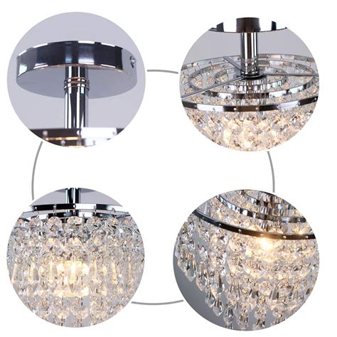 Mini Size Crystal Chandelier Modern Flush Mount Ceiling Light 3 Tiers