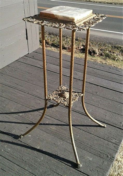 Antique Victorian Fern Plant Stand Onyx Marble On Gilt Brass And Iron