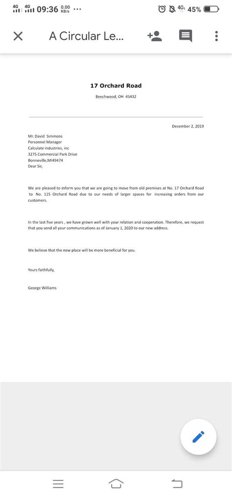 Circular Letter Samples Announcing A Change Of Address And Competition