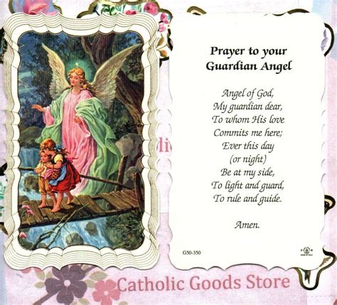Guardian Angel Prayer With Children Scalloped Trim Paperstock Holy Card Ebay