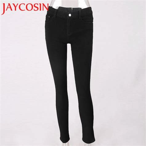 Jaycosin Women Back Zipper Pencil Stretch Denim Skinny Jeans Pants High