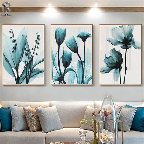 blue floral wall art
