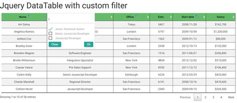 Jquery DataTable With Custom Filter With Materialize CSS CodeProject