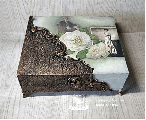 Vintage Style Decoupage Box With Mixed Media