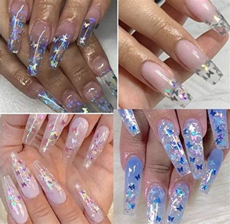 These nail glitters shine a rainbow of holographic colours under the light. DIY Butterfly Nails in 2020 | Butterfly nail art ...