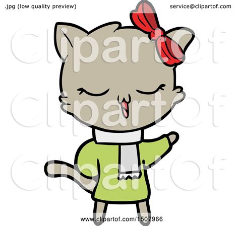 Cartoon Cat With Bow On Head By Lineartestpilot 1507966