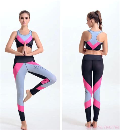 Sexy Compression Contrast Color Yoga Sets Women Gym Workout Clothes Sports Jogging Pants Running