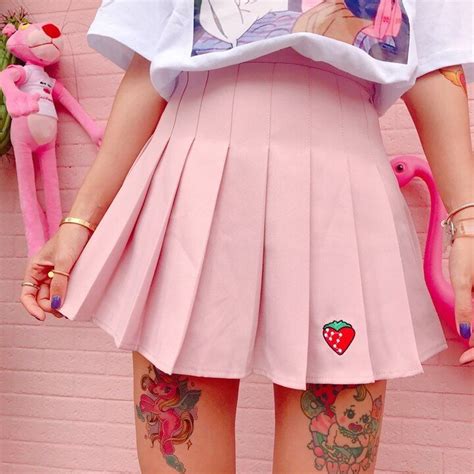 Aesthetic Cute Egirl School Skirt Pink Pleated Skirt Kawaii Fashion