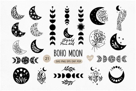 Boho Moon Svg Bundle Celestial Cut Files 21 1867952