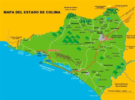 Mapa De Colima Con Municipios Estado De Colima México Mapastop