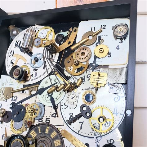 Clock And Gear Mixed Media Assemblage Wall Art Found Object Etsy