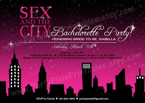 Sex And The City Party Invitations Bachelorette Girls Night Etsy