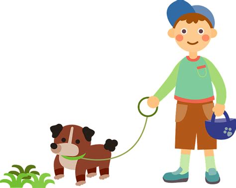 A Boy And His Dog Clipart Images