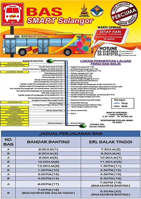 The state government has launched bus selangorku free bus services in shah alam, klang, subang jaya, ampang jaya, kajang, sepang and hulu selangor to encourage the public to use buses instead of driving. Smart Selangor Bus Banting - Soalan 51