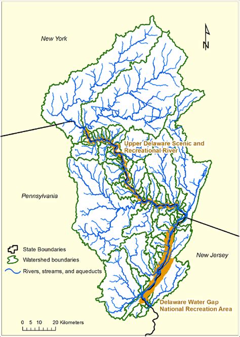 Location Watershed Boundaries And Park Boundaries Of Delaware Water