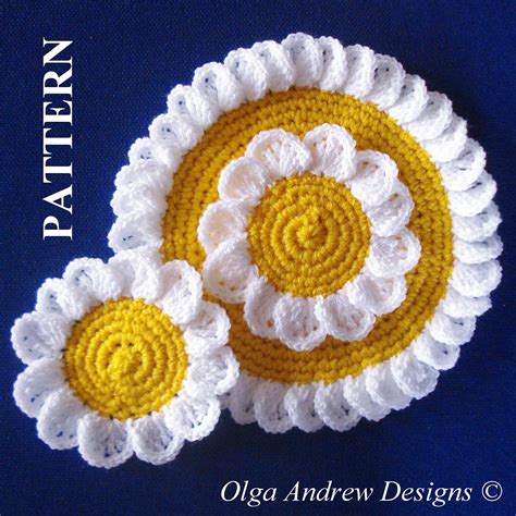 Daisy crochet pattern crochet daisy pattern doily crochet | Etsy | Crochet coasters, Crochet ...