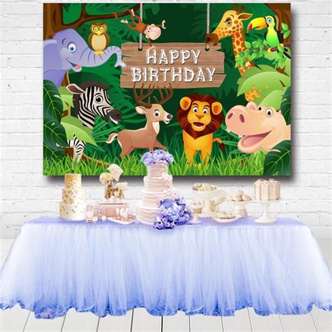 Cartoon Animals Lion King Backdrops Photo Studio Forest Green Leaves