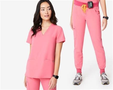 NEW FIGS Neon Pink Casma Scrub Top M Zamora Jogger Pants S Petite NWT Set EBay