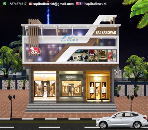 Elevation For Commercial Complexshowroom Design Residential