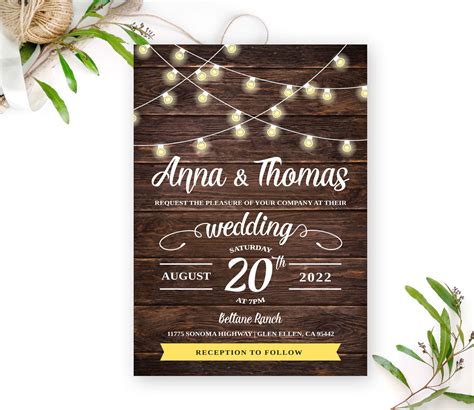 Illustration for cards, save the date, greeting design, floral invite. Simple Rustic Wedding Invitation - LemonWedding