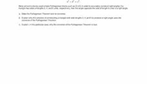 Converse of the Pythagorean Theorem 7th - 9th Grade Worksheet | Lesson Planet