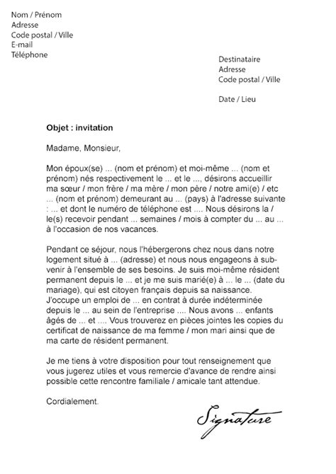 Lettre Dinvitation Visa France Modèle De Lettre
