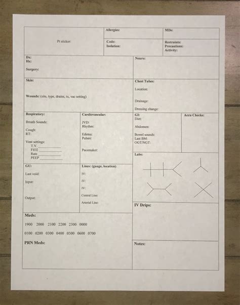 Our brain sheets are designed by nurses, for nurses. PRINTABLE Critical Care Nursing Brain Sheet for Report | Etsy in 2020 | Icu nurse critical care ...