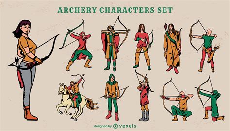 Set Of Archery Characters Vector Download