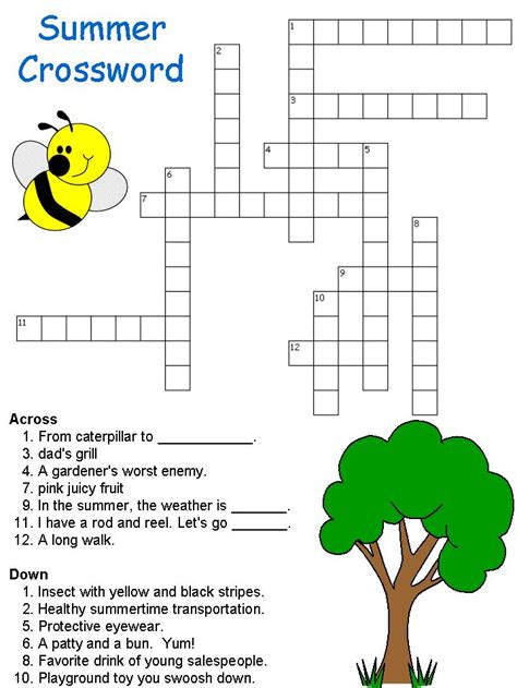 Change around the letters in the first word in the clue to make another word. Summer crossword from DLTK | Work | Pinterest