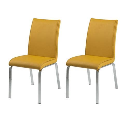 Free shipping on orders over $35. Leonora Dining Chairs Yellow Faux Leather (Pair) | Dinning ...