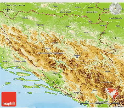 Physical 3d Map Of Republika Srpska