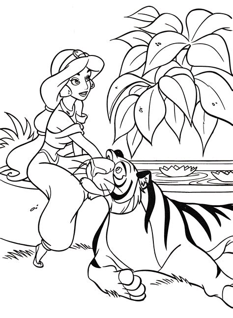 Princess jasmine is the sixth member of the disney princess line up and female lead of the animated film aladdin. Walt Disney Coloring Pages - Princess Jasmine & Rajah ...
