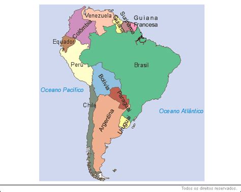 Rache a cuca com jogos de carta no estilo paciência. América do Sul - Divisão Política