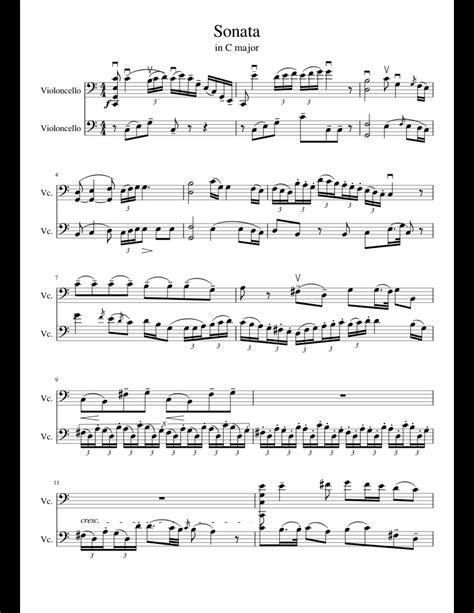 Boccherini Sonata For Two Cellos In C Major Sheet Music For Cello