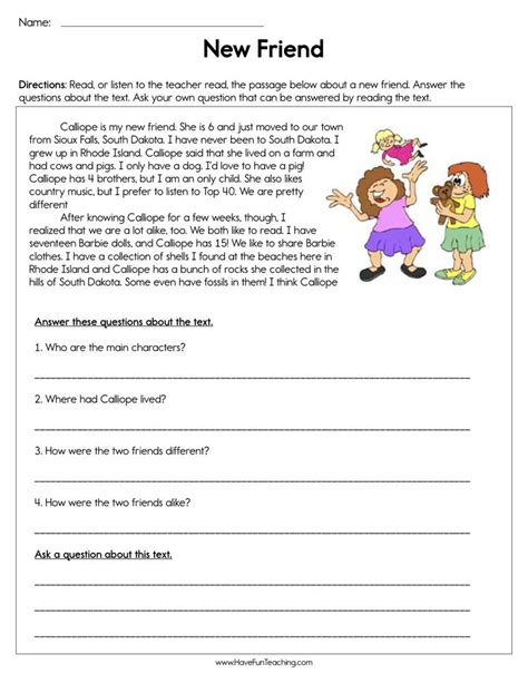 Listening Comprehension Worksheets For Grade 1 Diy Worksheet