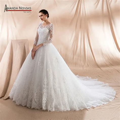 amanda novias nice back wedding dress pearls new bride dress vestidos de noiva in wedding