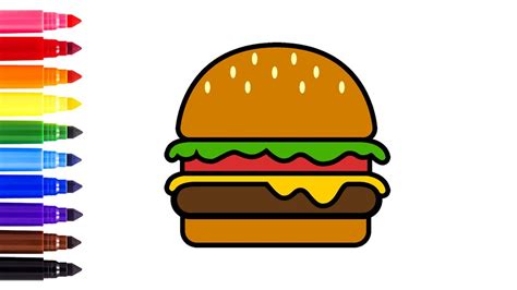 how to draw a cute burger🍔 easy burger drawing😋 burger drawing fastfood burger youtube