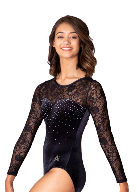 evelyn m3f01 black velour sweetheart gymnastics leotards with lace a star leotards