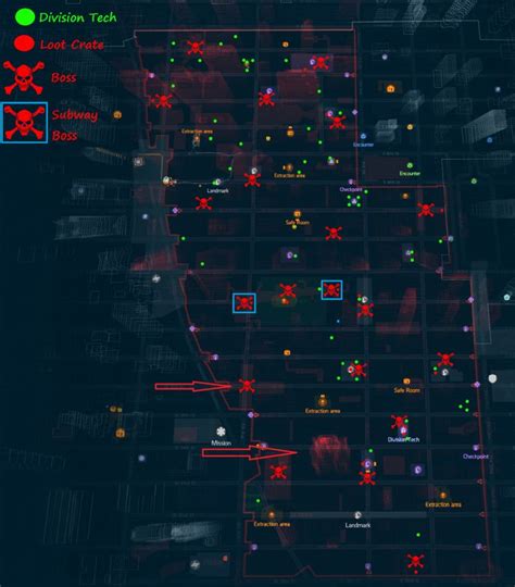 Tom Clancys The Division Dark Zone Division Tech Map Division Loot Map