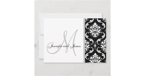 Black Damask Monogram Wedding Invitations Zazzle