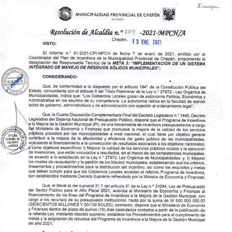 ResoluciÓn De AlcaldÍa N°009 2020 Mpchpdf Docdroid