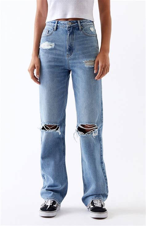 Stay stylishly at ease in ag jeans' boyfriend jeans. PacSun Denim Light Ripped '90s Boyfriend Jeans in Blue - Lyst