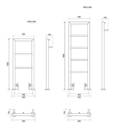 Above the toilet installing the towel bar or ring just above the toilet, the measurement can range between 21″ and 28″. Chrome Floor Mounted Heated Towel Rail - Milli