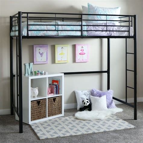 Max & lily twin over twin low bunk bed. Metal Twin Loft Bunk Bed in Black - BTOLBL