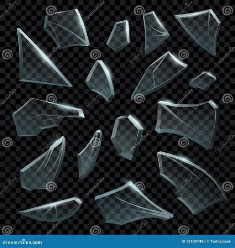Realistic Shattered Glass Transparent Broken Pieces Of Cracked