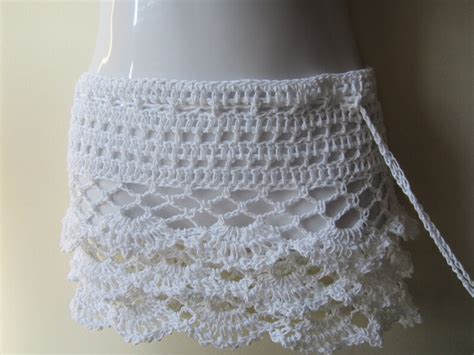 Crochet Lace Skirt White Mini Ruffles Beach Cover Up Etsy