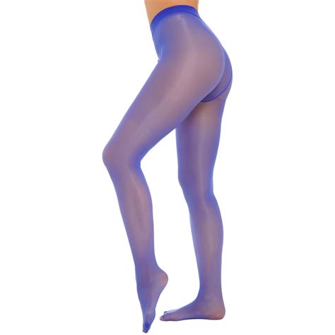 Women Zipper Crotch Sheer Pantyhose Stretchy See Through Tights Solid Color Elastic Waistband