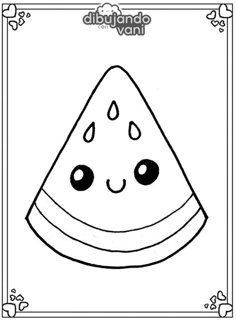 Dibujo de una sandia para imprimir y colorear - Dibujando con Vani