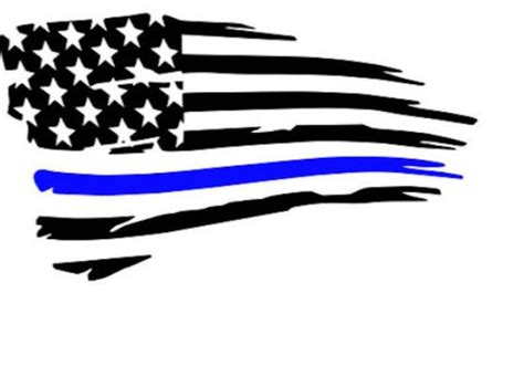 Blue Line Flag Thin Blue Line Police Flag Tattered Flag Etsy